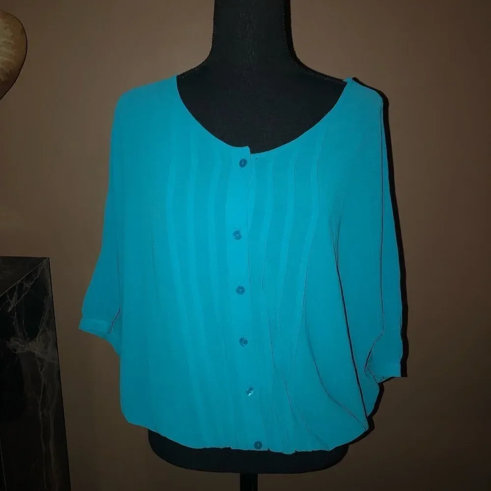 Loft Sheer Blouse w/ Bat Wing Sleeves - Picture 2 of 5
